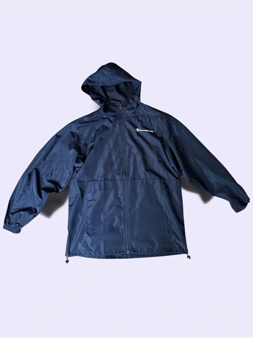 Champion Navy Hooded Rain Jacket with Zip Front